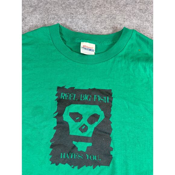 VINTAGE Reel Big Fish Hates You Shirt Mens 2XL Green Graphic Ska Music Band Tee - Picture 5 of 7